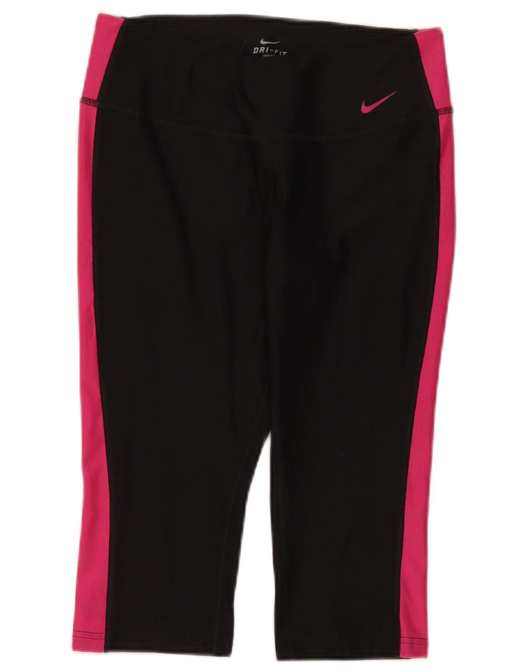 Женские леггинсы-капри Nike Dri Fit UK 14, средний черный, полиэстер с цветными блоками
