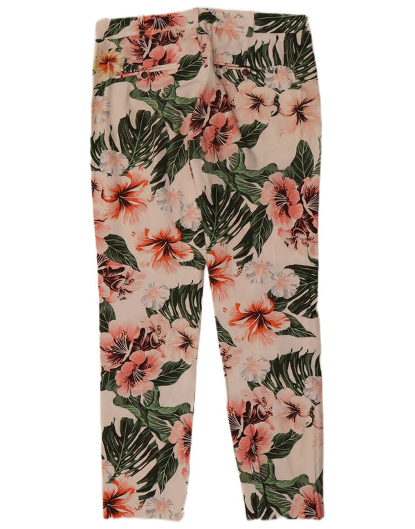 Женские узкие брюки-чиносы Zara EU 38, маленькие W28 L28, белый хлопок с цветочным принтом