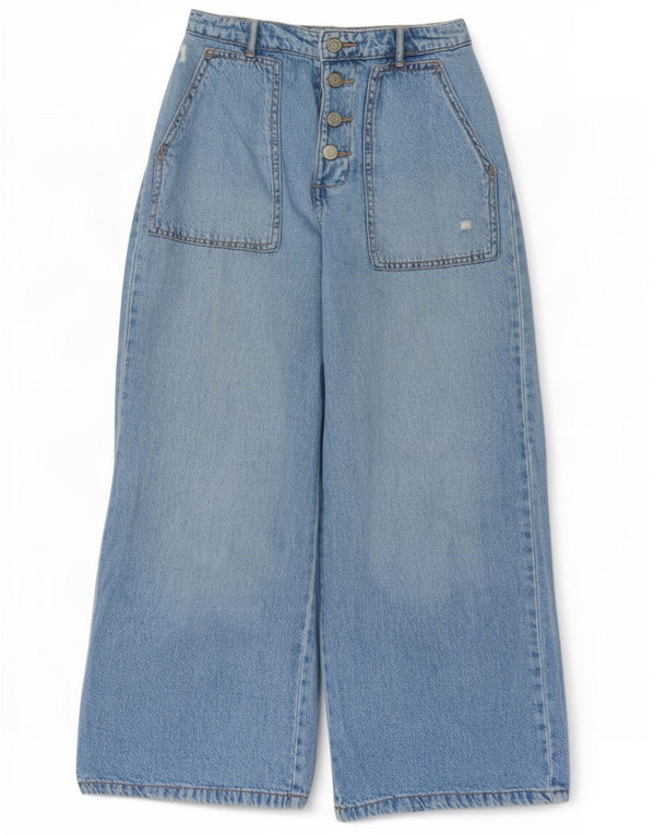 Zara Широкие потертые джинсы для девочек 13-14 лет W26 L25 Синие