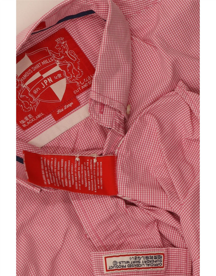 Superdry Мужская рубашка с коротким рукавом, большая розовая клетка, хлопок