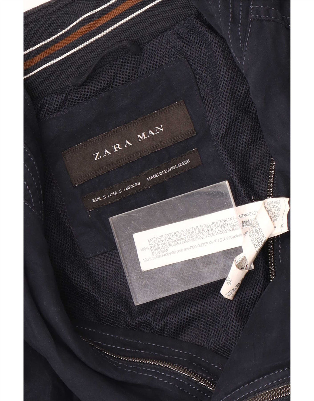 Мужская куртка-бомбер Zara UK 36, маленькая, темно-синяя, полиэстер