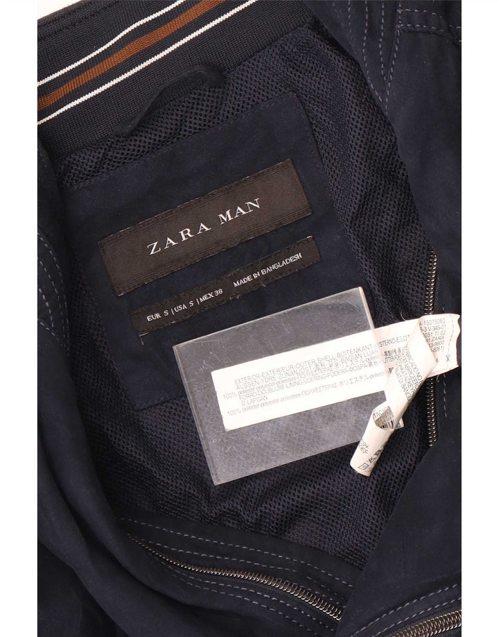 Мужская куртка-бомбер Zara UK 36, маленькая, темно-синяя, полиэстер