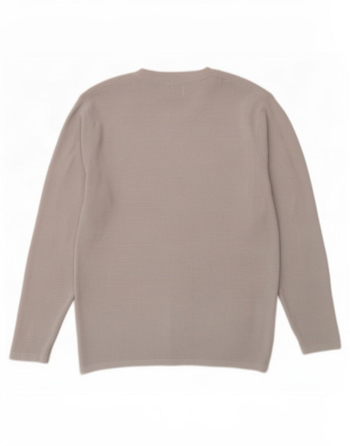 Мужской джемпер с круглым вырезом Zara, хлопковый свитер среднего серого цвета