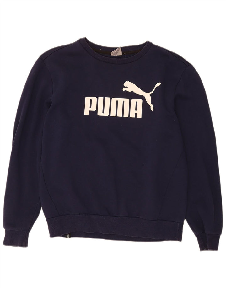 Мужской свитшот с рисунком Puma, средний темно-синий хлопковый джемпер