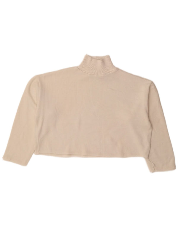 Женский укороченный свободный джемпер с высоким воротником Zara UK 10, маленький белый