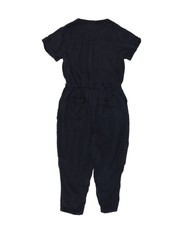 Fat Face Womens Short Sleeve Jumpsuit UK 12 Medium  Navy Blue Lyocell