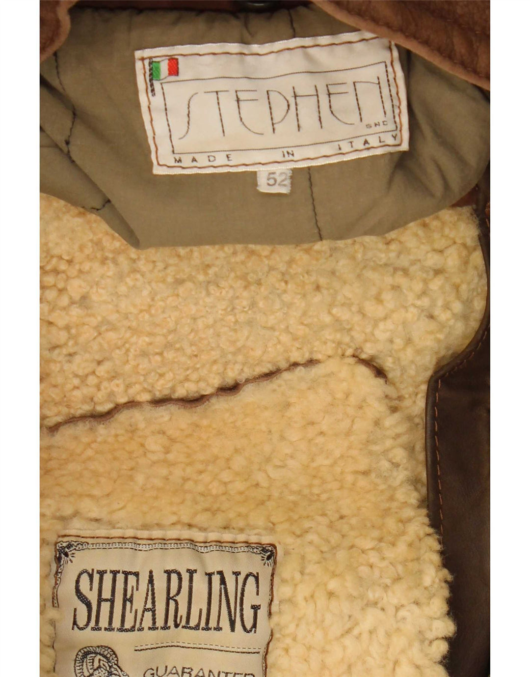 Мужская дубленка Stephen IT 52 XL Коричневая с цветными блоками