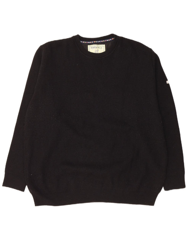 Мужской джемпер с круглым вырезом NORTH POLE, размер 2XL, черная шерсть
