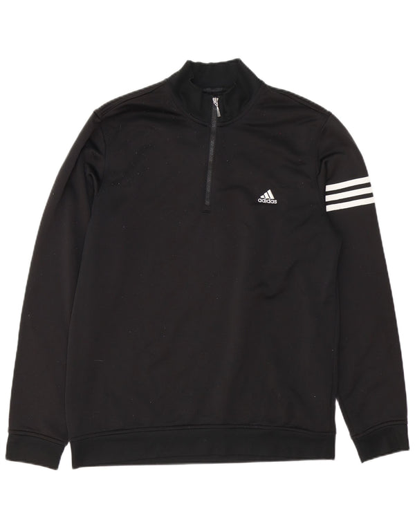 Мужской свитер с воротником на молнии Adidas Climalite, средний черный полиэстер