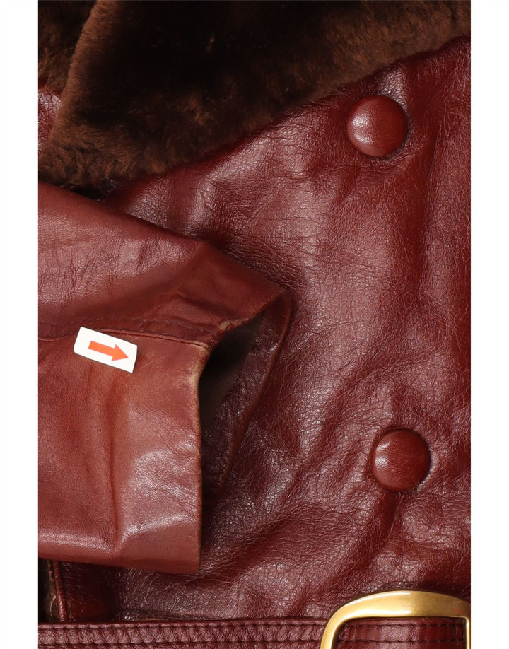 Винтажное мужское кожаное пальто из овчины UK 38, кожа среднего коричневого цвета