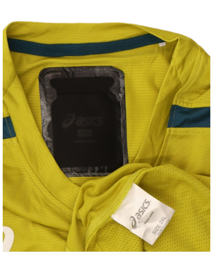Мужская футболка с рисунком Asics Top 2XL Желтый полиэстер с цветными блоками