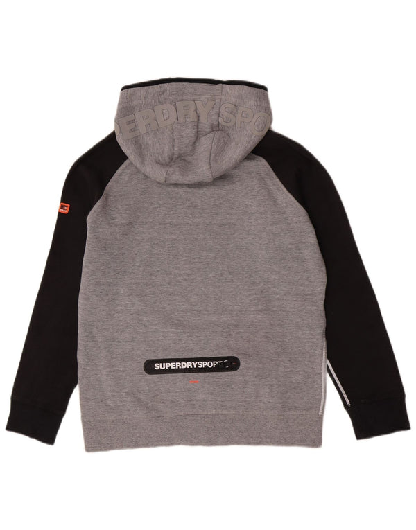 Superdry Womens Graphic Hoodie Jumper UK 18 XL Grey Colourblock Cotton