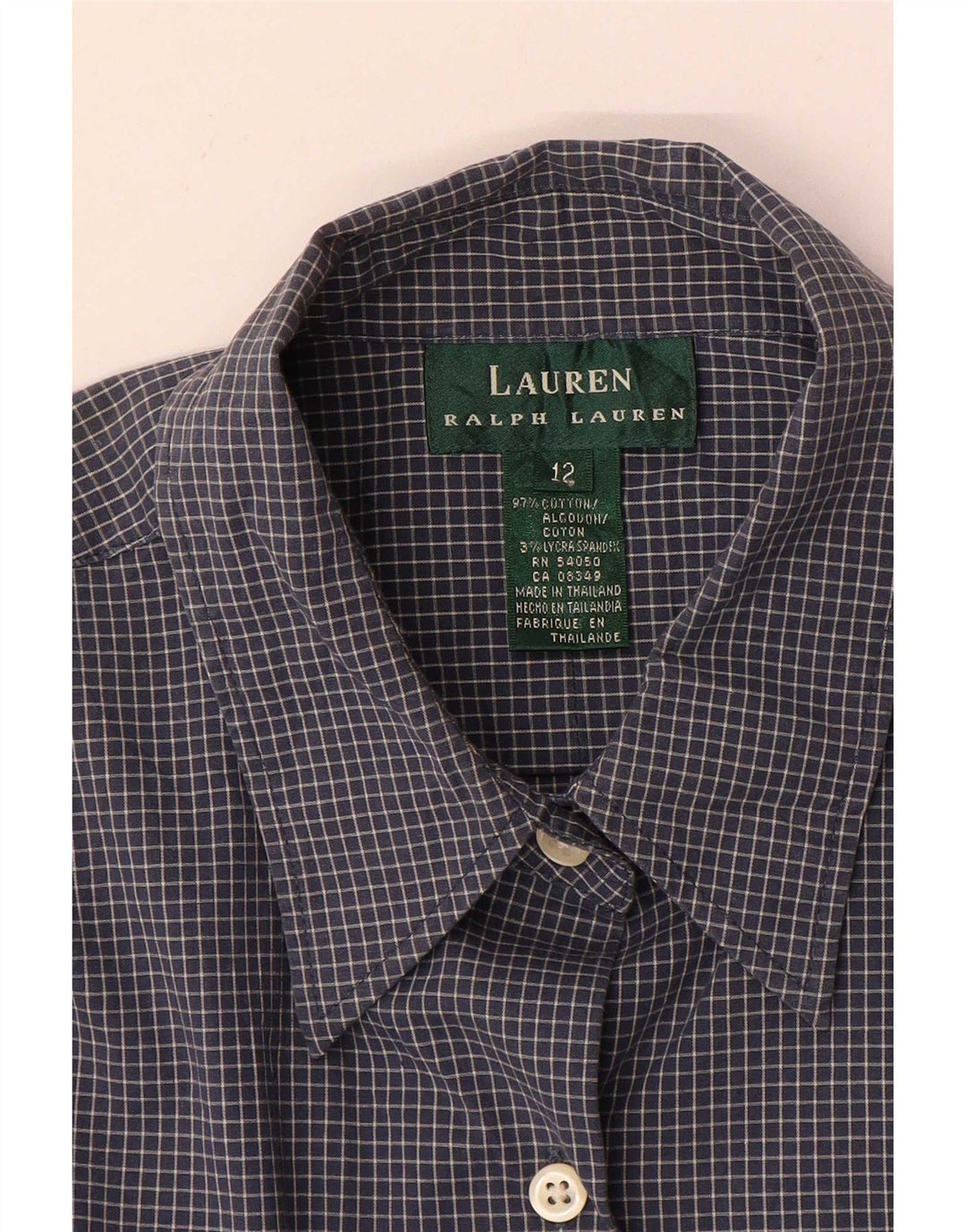 Женская рубашка Ralph Lauren US 12, большая темно-синяя клетка в клетку, хлопок