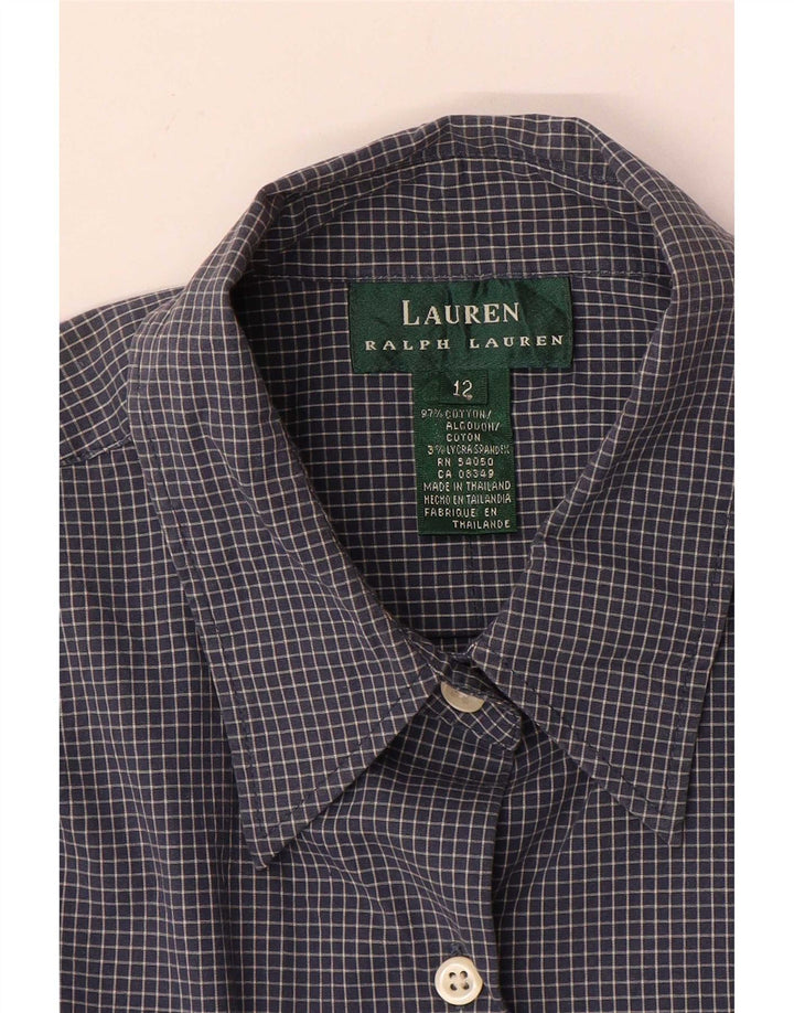 Женская рубашка Ralph Lauren US 12, большая темно-синяя клетка в клетку, хлопок