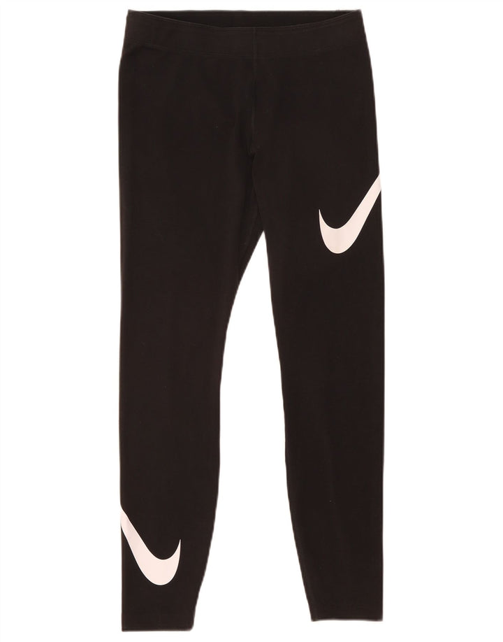Женские леггинсы с рисунком Nike UK 12, хлопковые, средние, черные