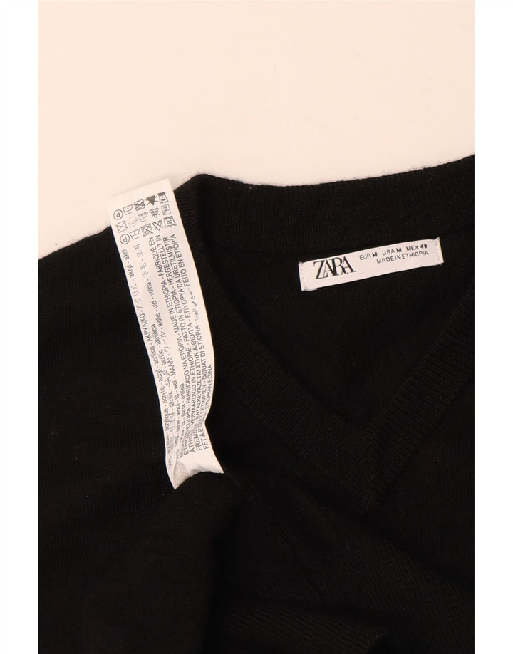 Мужской джемпер с v-образным вырезом ZARA, средний черный акрил