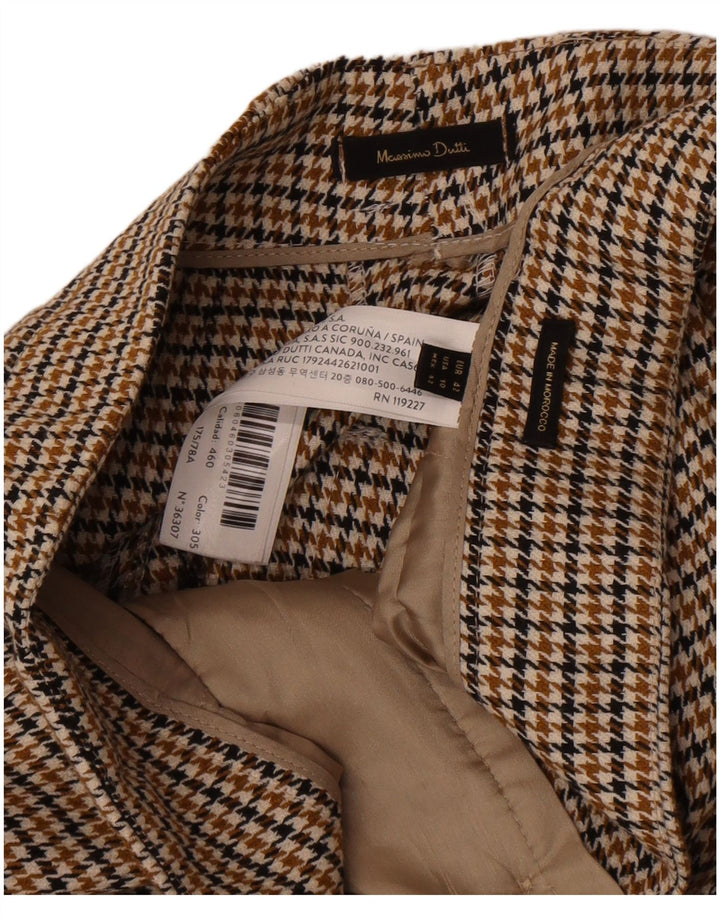 Женские брюки чинос Massimo Dutti EU 42, большие W32 L32, коричневые с узором «гусиные лапки»