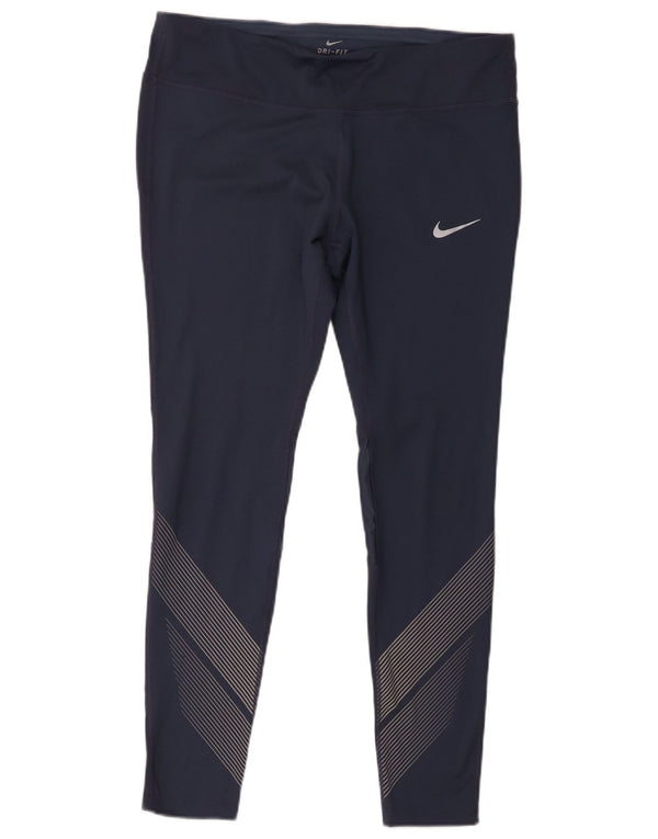 Женские леггинсы Nike Dri Fit UK 18 XL, темно-синие, полиэстер в тонкую полоску