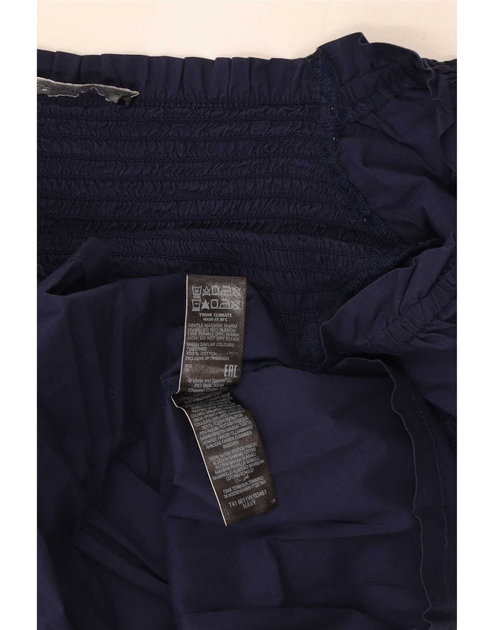 Женская укороченная блузка с рукавом 3/4 Marks & Spencer, Великобритания, 8, маленькая, темно-синяя