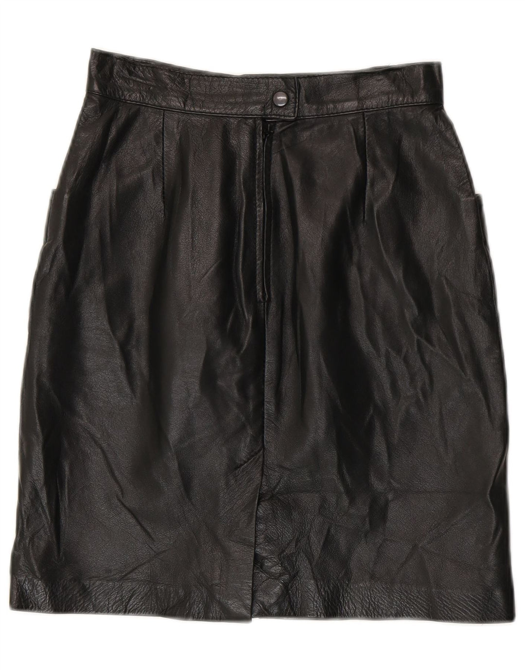 Винтажная женская кожаная юбка с высокой талией IT 42 Medium W24 Черная