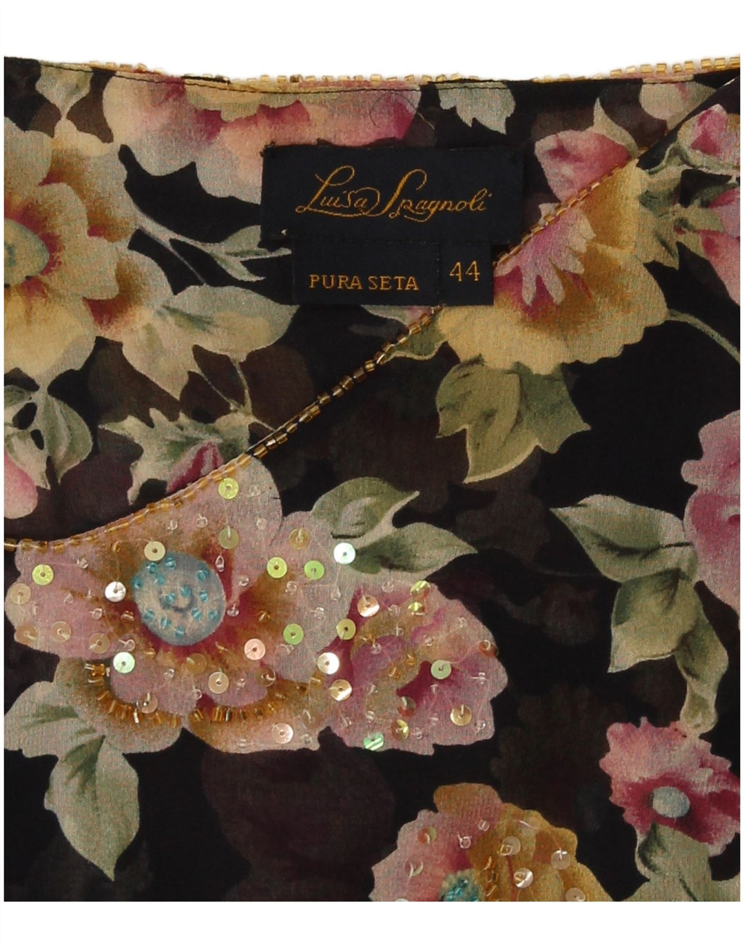 Женская блузка с открытыми плечами Luisa Spagnoli Top IT 44, средний черный с цветочным принтом