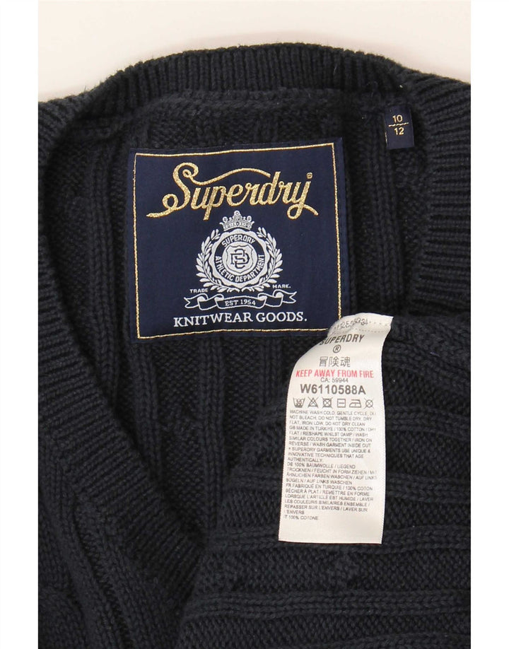 Женский свободный джемпер с v-образным вырезом Superdry UK 10, маленький темно-синий
