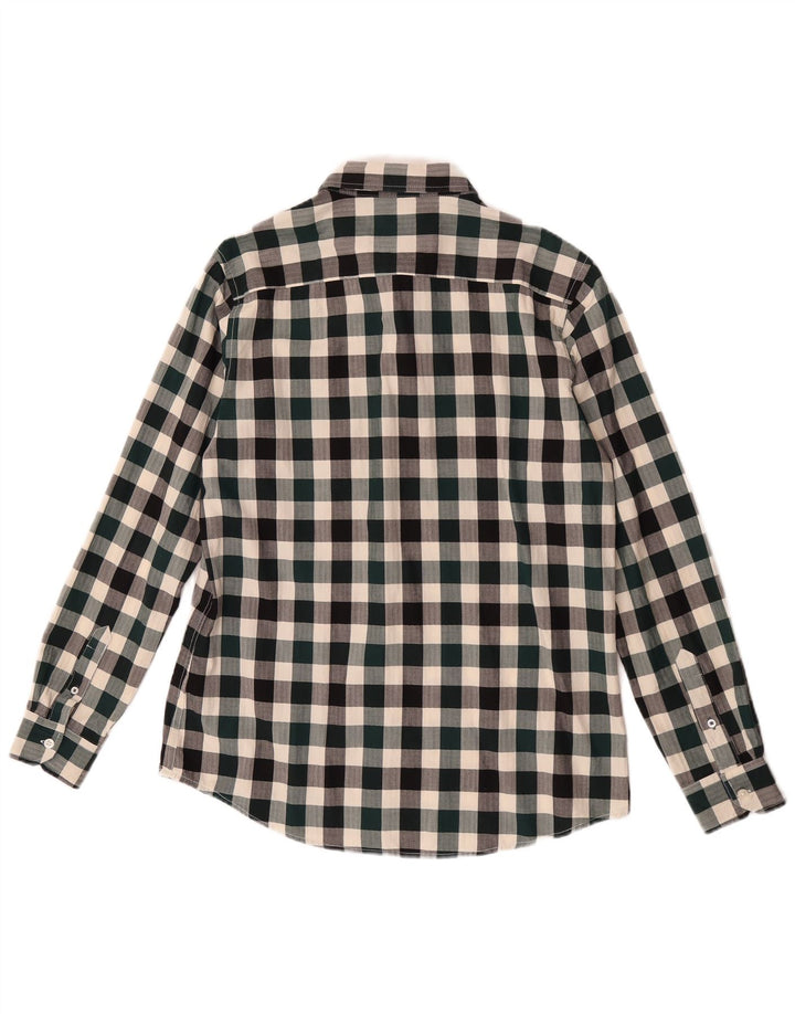Crew Clothing Мужская приталенная рубашка среднего размера из разноцветного хлопка в мелкую клетку