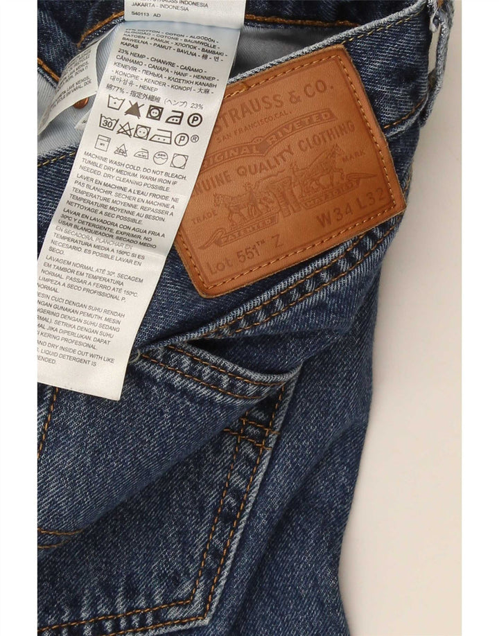 Мужские прямые джинсы Levi's 551 W34 L29 синие, хлопок