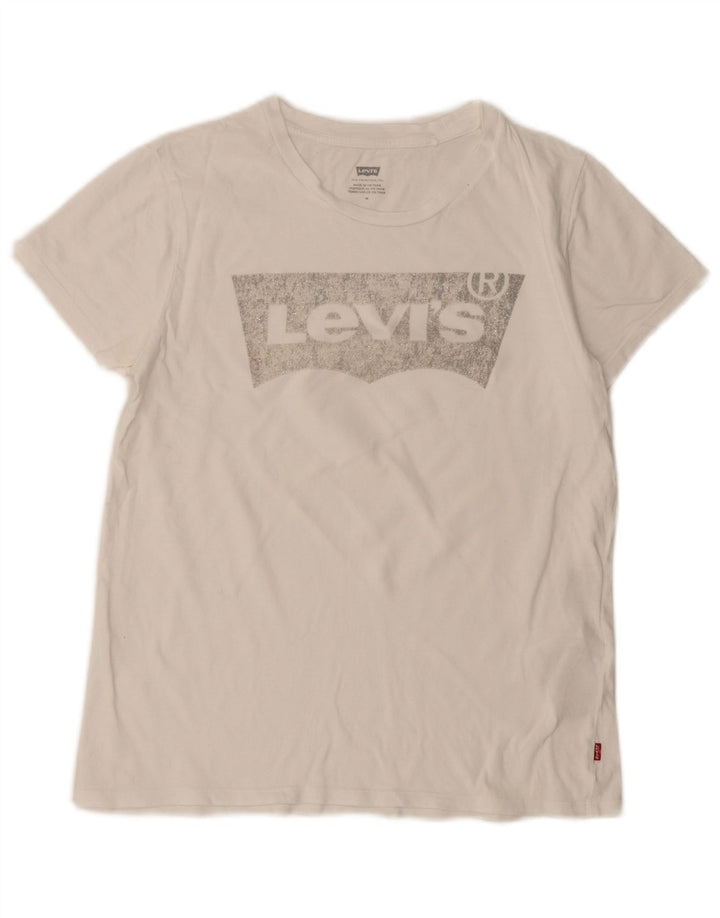 Женская футболка с рисунком Levi's Top UK 12, средний размер, белый хлопок