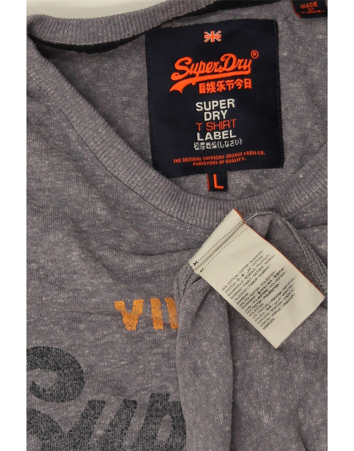 SUPERDRY Мужская футболка с рисунком, большой серый хлопок с крапинками