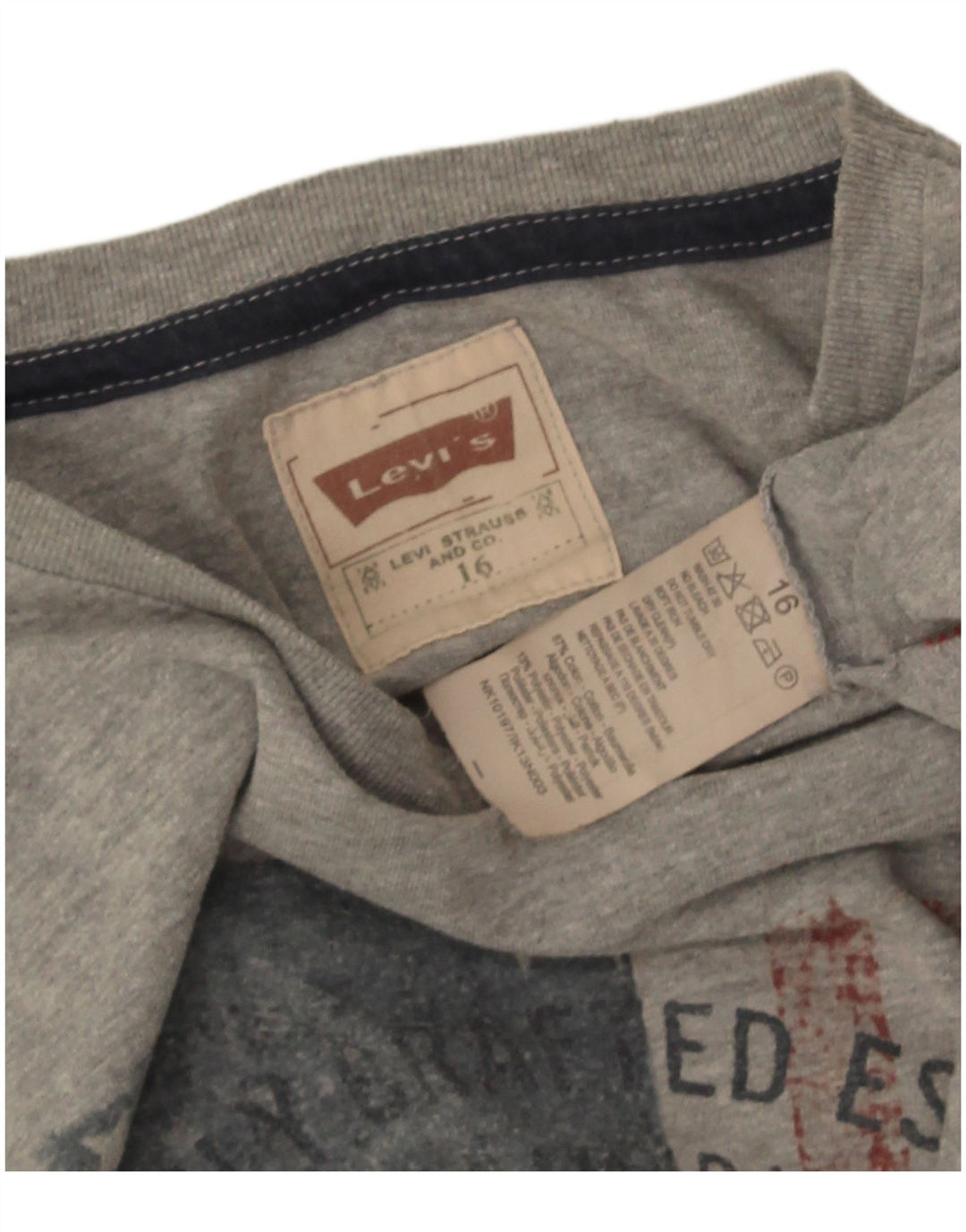 Топ с рисунком Levi's для мальчиков, 15–16 лет, серый хлопок, длинный рукав