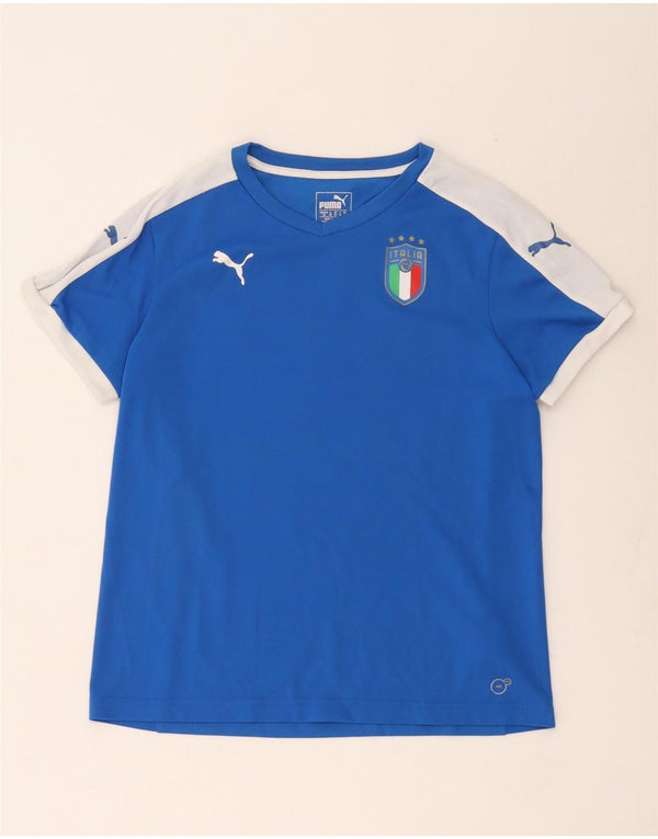 Женская футболка Puma Italia с графическим рисунком Top UK 14, большой синий цвет с цветными блоками