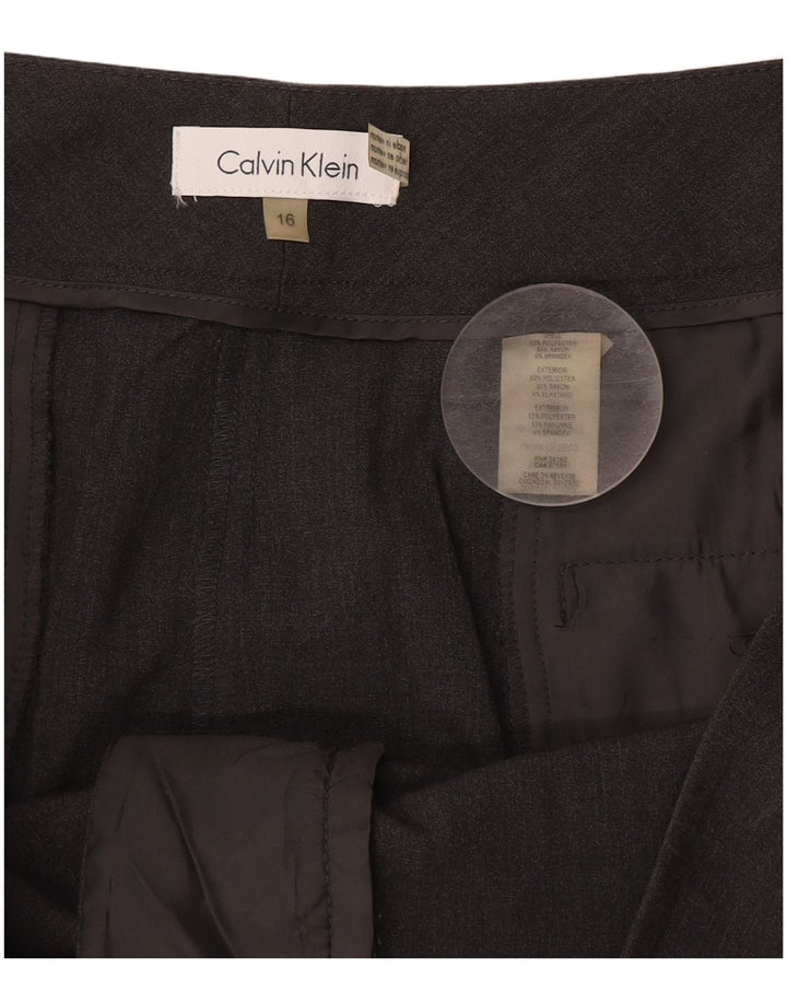 Женские брюки костюма Bootcut Calvin Klein США 16 XL W38 L32 серого цвета из полиэстера