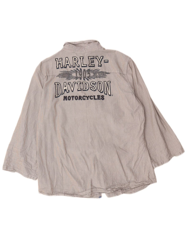 Женская рубашка Harley Davidson с рукавом 3/4 с рисунком, Великобритания, 18 XL, серая в тонкую полоску