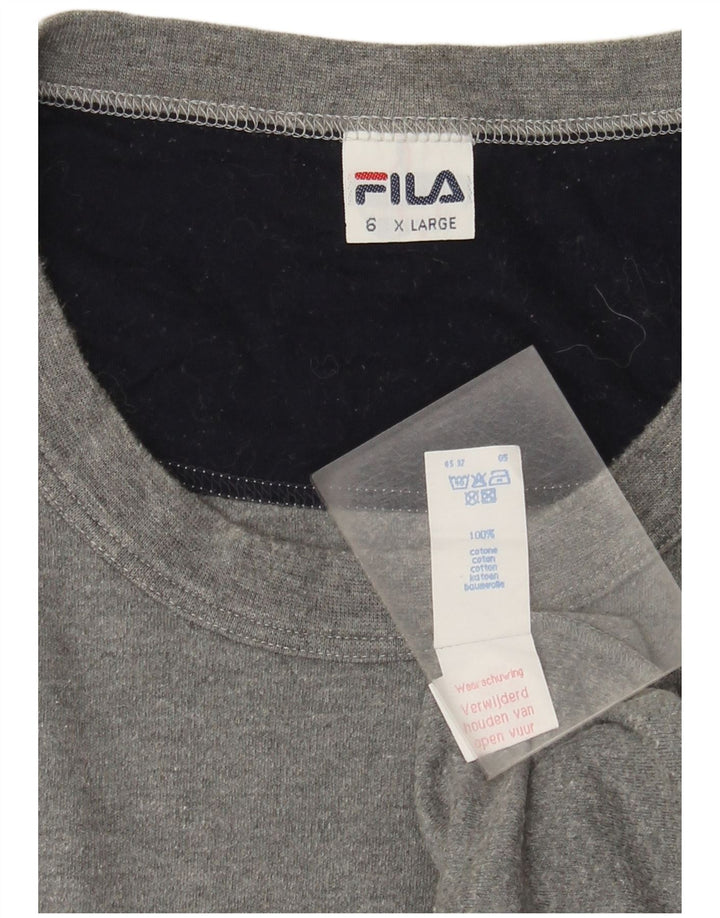 Мужской топ Fila с длинным рукавом XL, серый хлопок с крапинками
