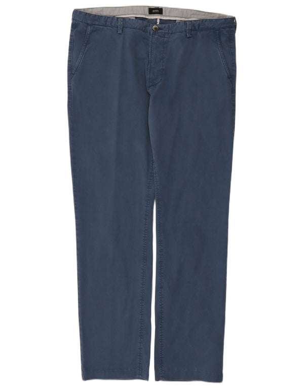Мужские прямые брюки чинос Hugo Boss EU 56 3XL W38 L32 синие, хлопок