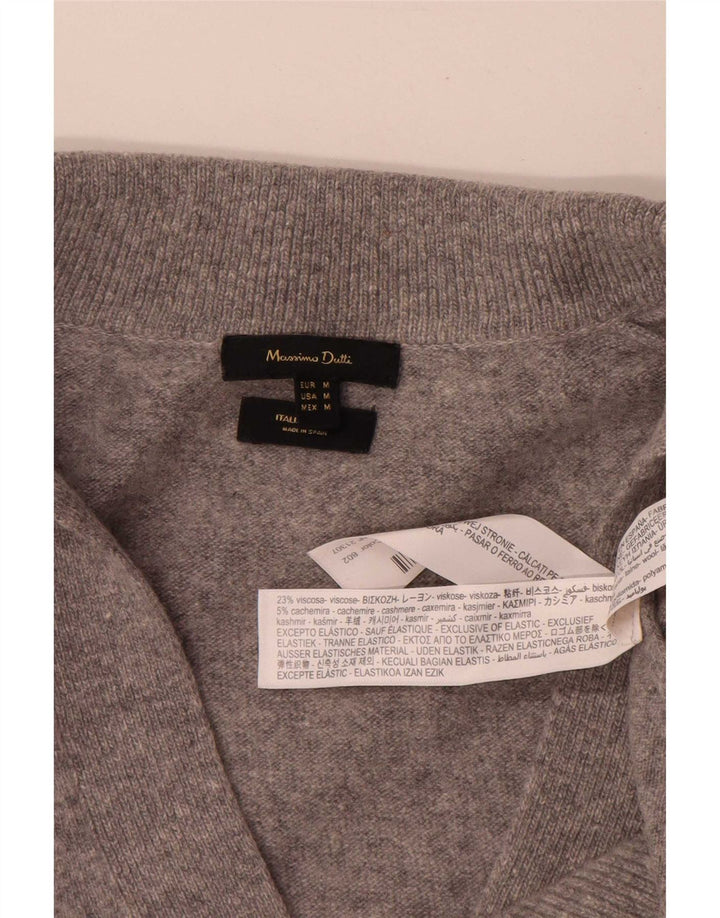 Женский свободный джемпер с воротником поло Massimo Dutti UK 12, средний серый цвет