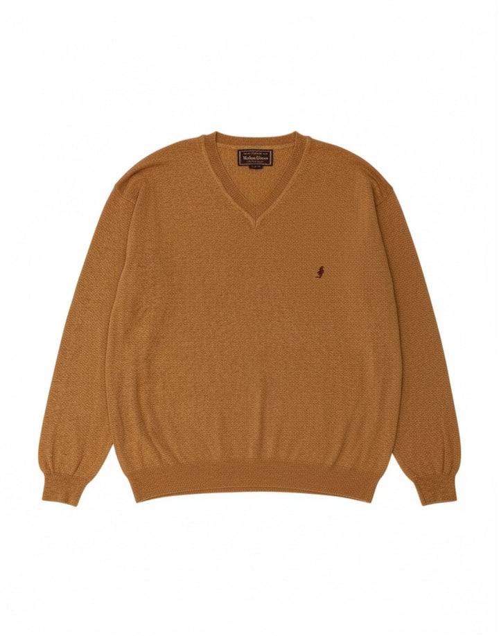 MARLBORO CLASSICS Mens V-Neck Jumper Sweater 2XL Brown Cotton