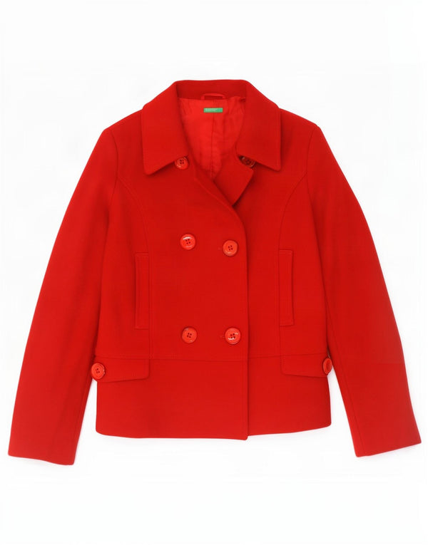 Полупальто Benetton для девочек 11-12 лет, размер 2XL, красная шерсть