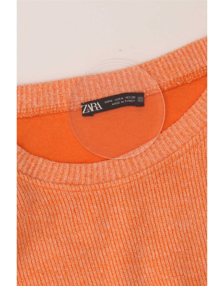 Женский укороченный топ Zara с длинным рукавом UK 14, средний оранжевый