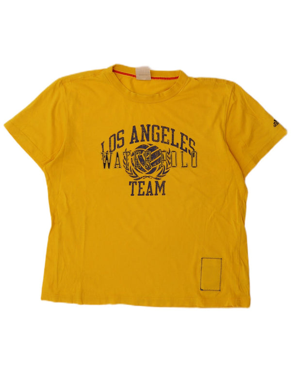 ADIDAS Mens Graphic T-Shirt Top Large Yellow Cotton