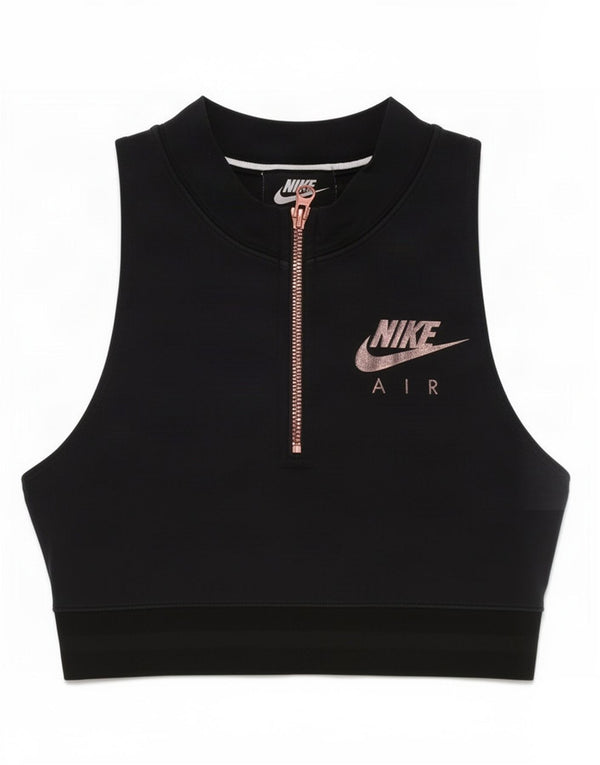 Женский укороченный жилет с рисунком на молнии Nike UK 6 XS, черный хлопок