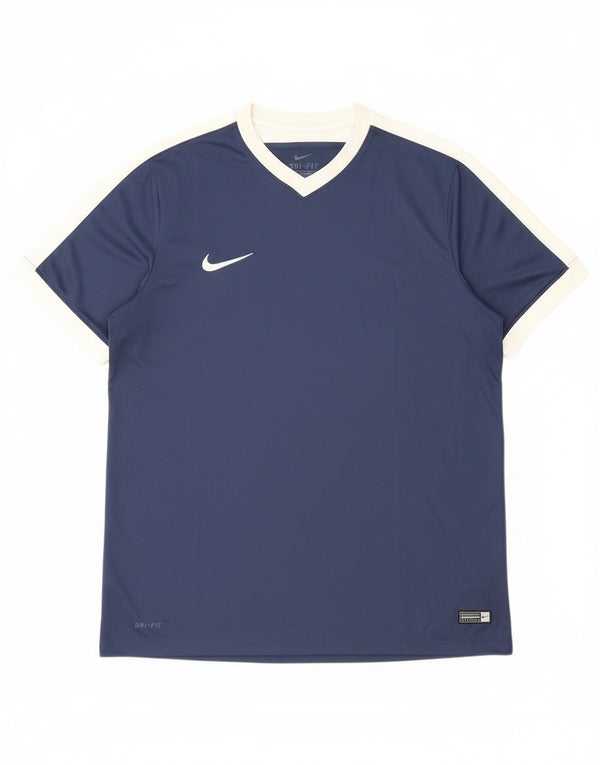 Мужская футболка Nike Dri Fit Top XL Темно-синяя, полиэстер с цветными блоками
