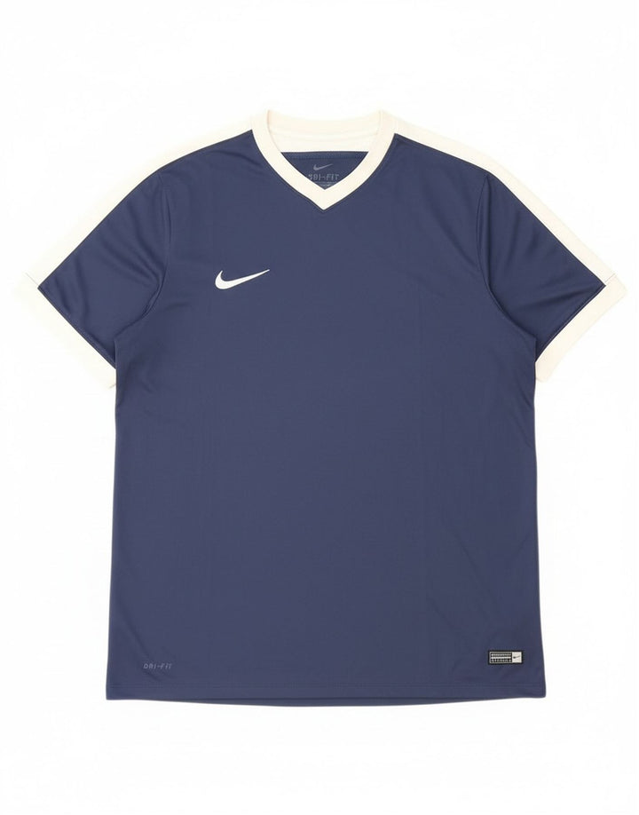 Мужская футболка Nike Dri Fit Top XL Темно-синяя, полиэстер с цветными блоками