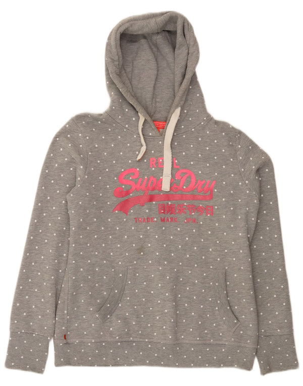 Женский джемпер с капюшоном Superdry UK 18 XL, серый хлопок в горошек