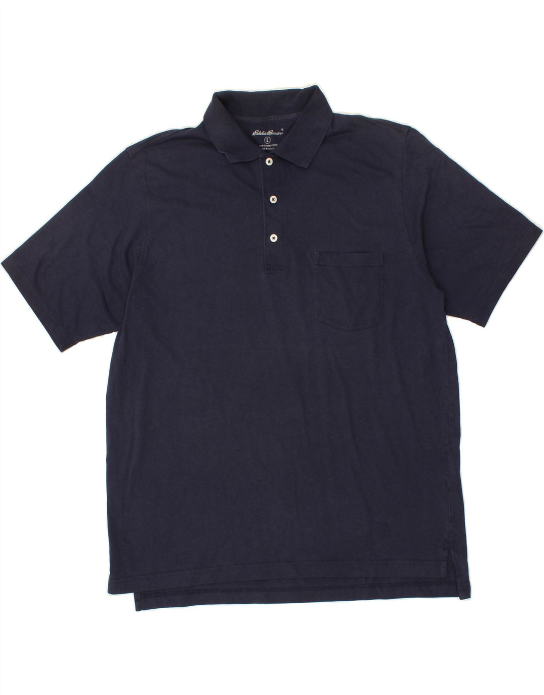 EDDIE BAUER Mens Polo Shirt Large Navy Blue Cotton Vintage Eddie Bauer and Second-Hand Eddie Bauer from Messina Hembry 