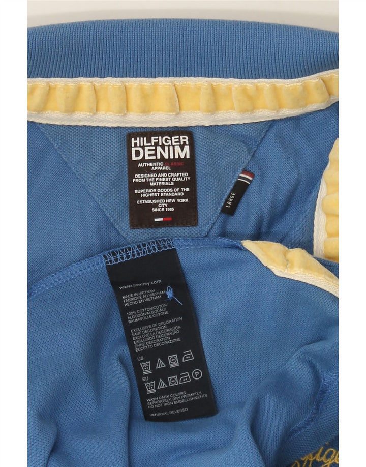 HILFIGER DENIM Mens Polo Shirt Large Blue Cotton Vintage Hilfiger Denim and Second-Hand Hilfiger Denim from Messina Hembry 