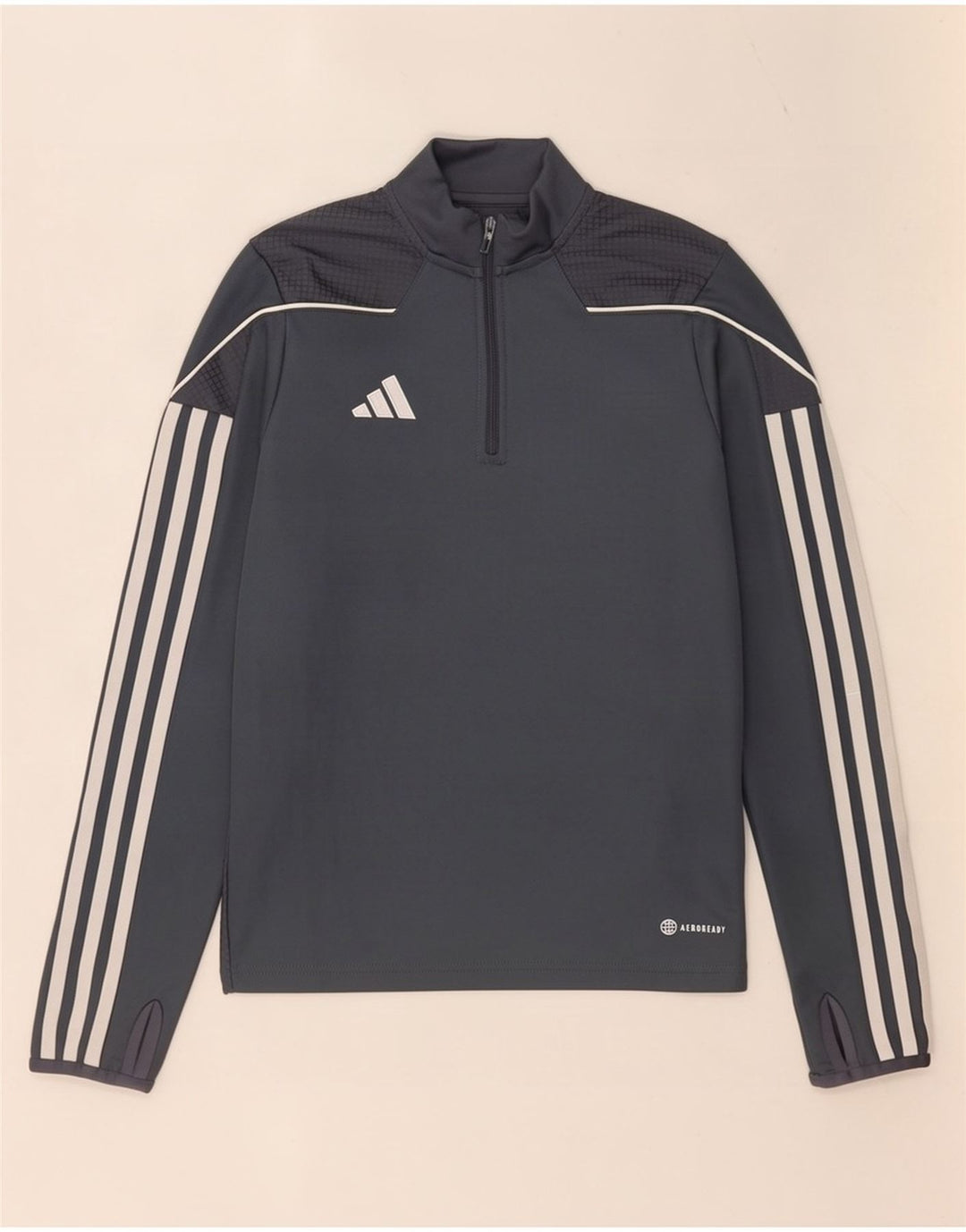 Пуловер с воротником на молнии Adidas для мальчиков Aeroready, спортивный костюм, топ 11–12 лет, серый