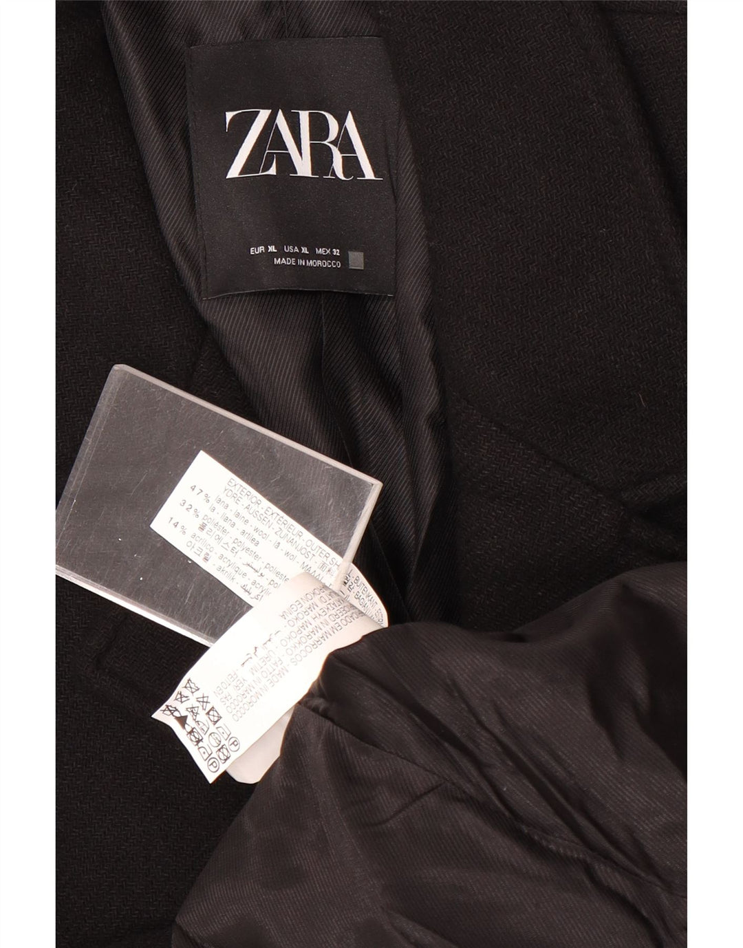 Женское пальто Zara UK 18 XL, черное шерстяное