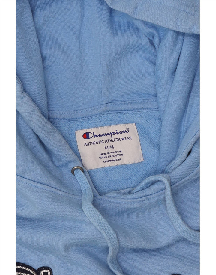 CHAMPION Mens Graphic Hoodie Jumper Medium Blue Cotton Vintage Champion and Second-Hand Champion from Messina Hembry 